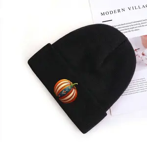 S&T 1pc Knit Beanie Hat With Wonderful Pumpkin Printed For Men And Women, Outdoor Windproof Warm Casual Versatile Winter Cap