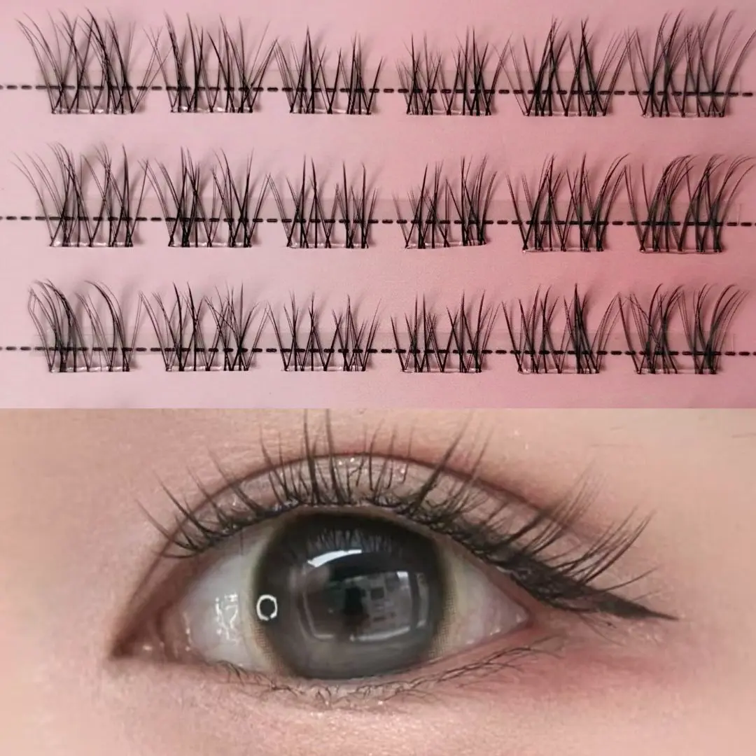 Hanakoko Self Adhesive Lash Clusters Press-on Lashes No Glue Lash Extension DIY Lash Reusable Glue-free Magnets-free Easy Removal 10-13mm Lashes Kit (Breeze)