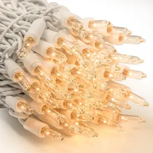 Super Bright Clear Mini Christmas Tree String Lights, Gift for Decoration, 21.45FT 100 Count Bulbs with White Cord, UL Listed Indoor Outdoor Lighting for Holiday (White Cable, 1-Pack)