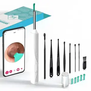 Earwax Removal Tool Set with Camera, Portable 360° Wide-Angle Ear Cleaner, Wireless WiFi Endoscope, Waterproof, Fits iPhone & Android, Earwax Remover