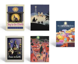 Stonehouse Collection | A Variety of Traditional Nativity Christmas Cards | 15 Assorted Religious Christmas Cards | Bethlehem Holiday Cards & Envelopes
