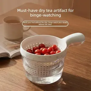 Double Layer Fruit Washing Basket, Portable Kitchen Strainer with Handle for Fruit and Vegetable Cleaning