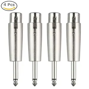 4 Pack XLR Female to 1/4 Inch Mono Male Adapter 3 Pin Audio Connector for Microphone Mixer Amplifier RCA Studio Audio Equipment