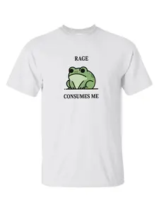 Rage Consumes Me Frog Vintage Graphic Knit T Shirt Men Women Tee Nature Lover Silly Frog Retro T-Shirt Mens Clothing Short Sleeve Fitted Top Casual Menswear