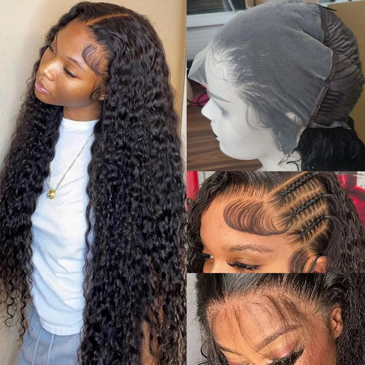 Lemoda Deep Wave 13x6 Full Lace Frontal Wig Human Hair 200% Density Lace Pre Plucked HD Transparent Lace Wig Human Hair Curly Wig Human Hair Lemoda Deep Wave 13x6 Full Lace Frontal Wig Human Hair 200% Density Lace Pre Plucked HD Transparent Lace Wig Human Hair Curly Wig Human Hair