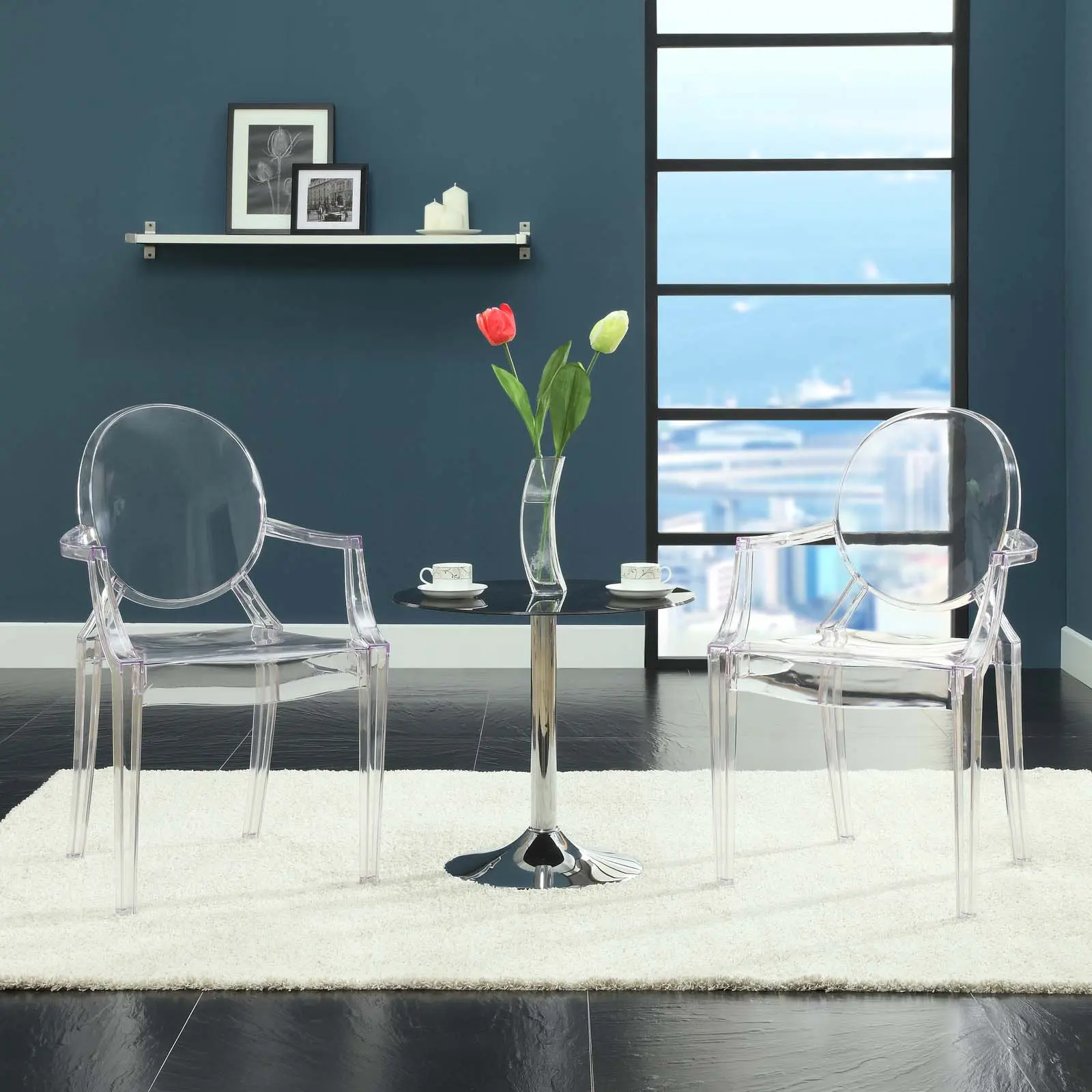Modway Casper Dining Armchairs Set of 2 in Clear