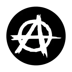 Anarchy 2.25 Inch Buttons with White Design on Black Background
