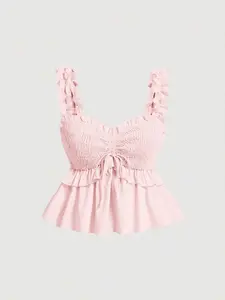 SHEIN MOD Women's Summer Casual Ruffle Trim Hem Camisole Top