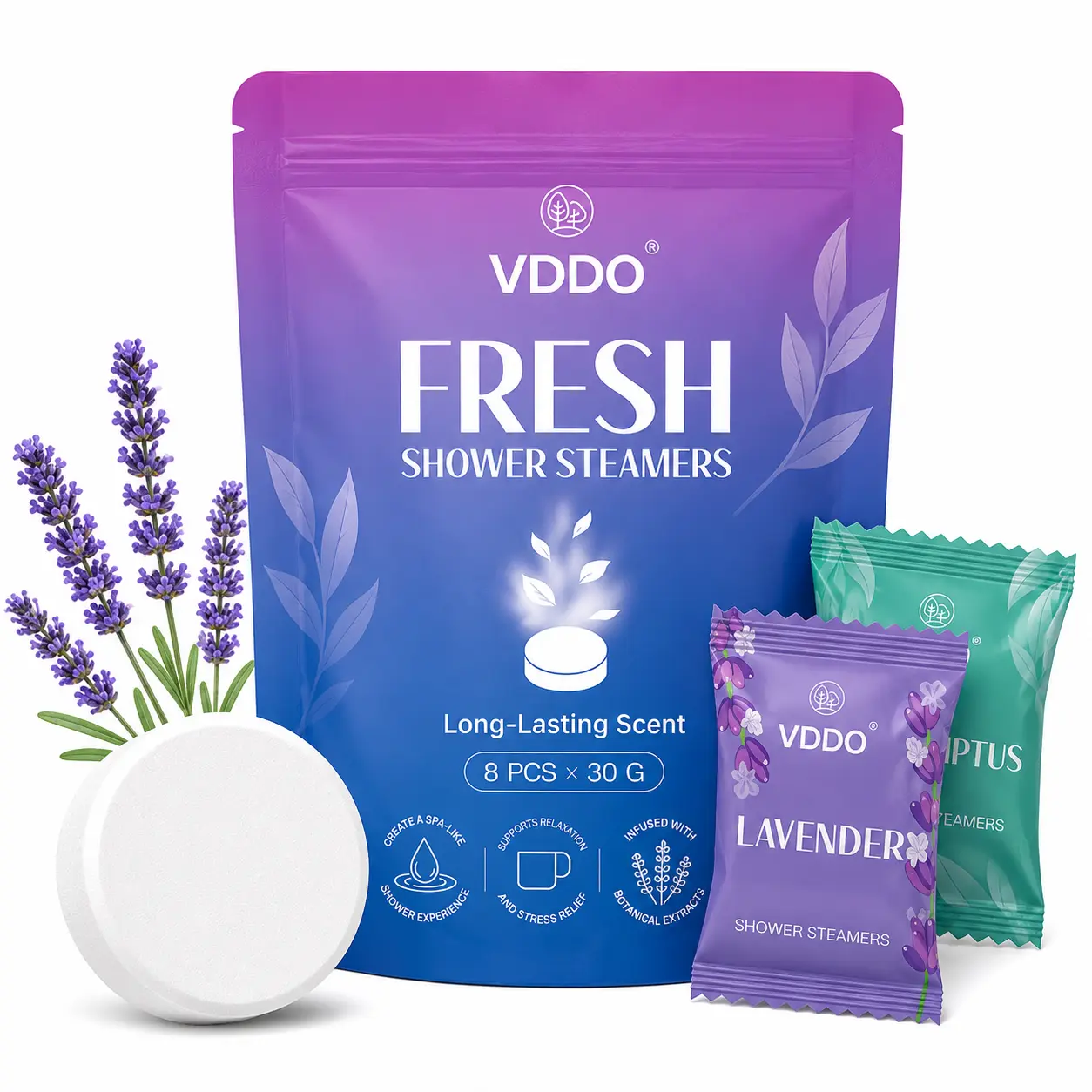 Shower Steamers Aromatherapy 8 Pack – Lavender & Peppermint Essential Oil Shower Bombs for Relaxation, Stress Relief & Home SPA, Self Care Gifts for Women, Men, Mom & Friends