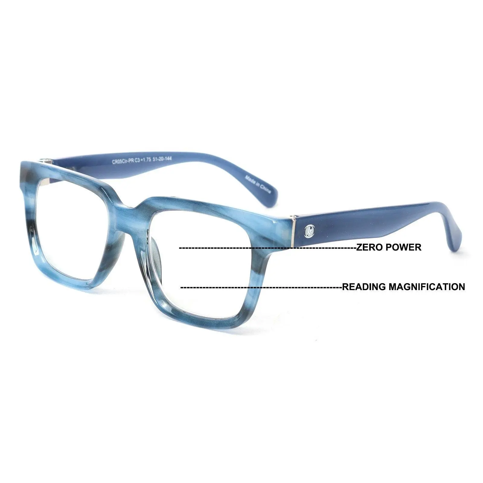 Large Oversized Progressive Clear Bifocal Reading glasses - Clear on Top No Line