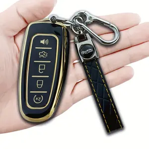 Durable C- Max Protective Case for Ford Key Shell, Edge,Escape,Expedition,Explorer,Flex,Focus,Taurus and Lincoln MKS, MKT, MKX with Key Chain