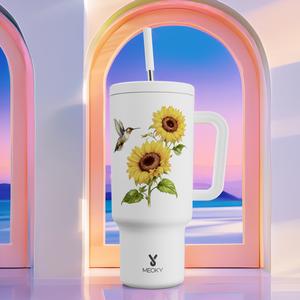 【MEOKY×Ciaobellaapparel】40oz Sunflower Tumbler,Hot Water Mug,Keeps Hot&Cold |,Fits Car Cup Holders,Stainless Steel Insulated cup,Office & Travel Essential,Father's Day Gifts,Graduation Gift,Deals For You
