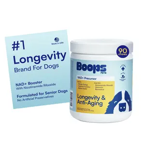 Boops Pets Longevity & Anti-Aging NAD+ Booster Soft Chews - 90 soft chews - Nicotinamide Riboside, Quercetin, Resveratrol - Made in the USA with Real Pasture-Raised Chicken and Real Wholefood Ingredients