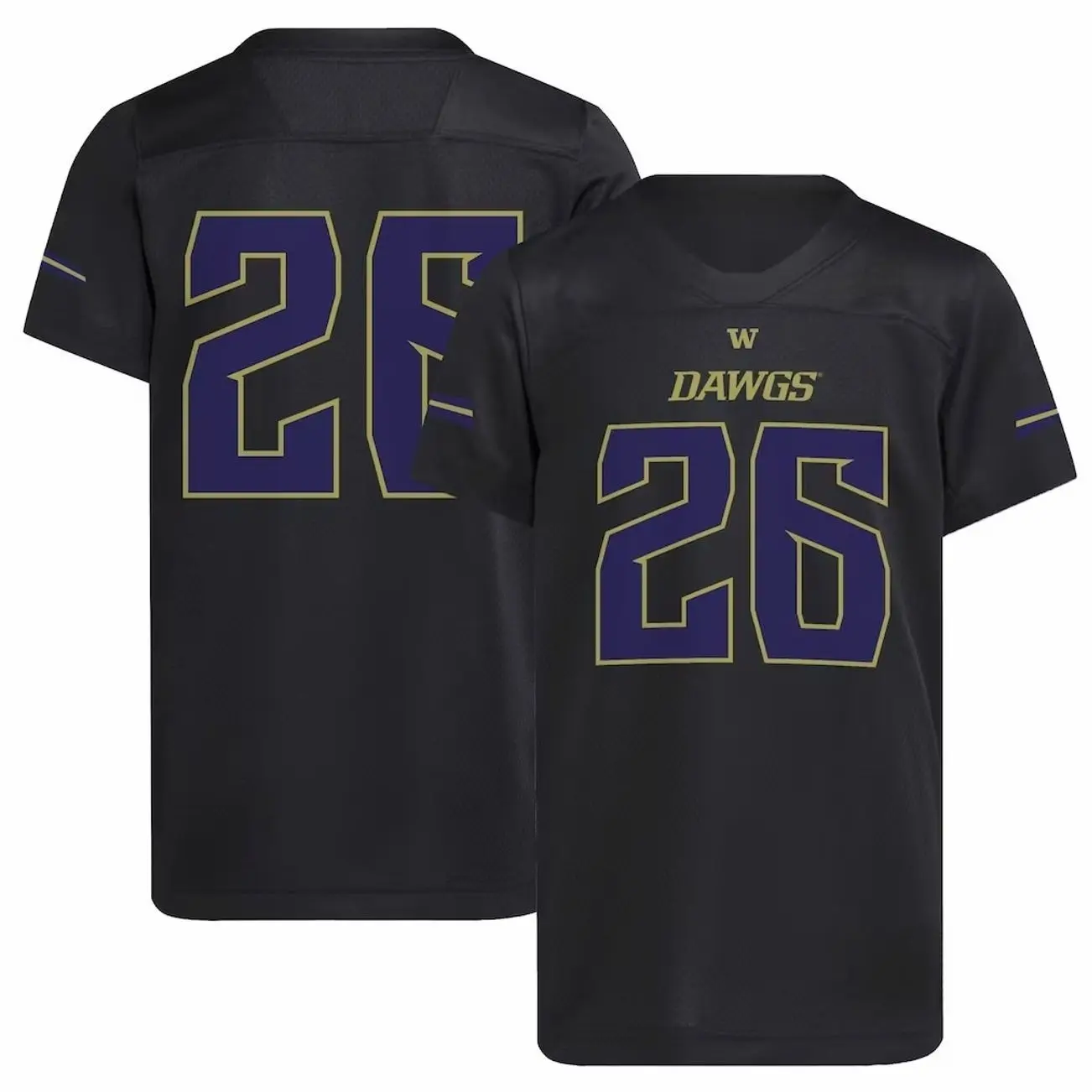 Unisex Football College #26 Washington Huskies Dawgs Strategy Football Jersey - Black