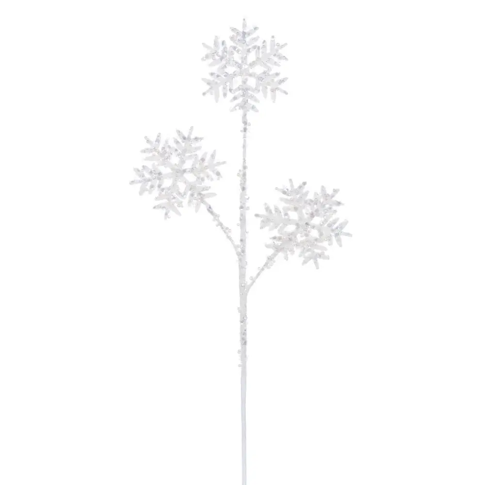 Vickerman RPQ254711 23 in. White Sequin Snowflake Decorative Spray - Festive Holidays Residential/Commercial Flame-Retardant Durable Sprays, Confetti & Streamers (2 per Bag)