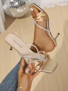 Women's Fashionable Plain Color Ankle Strap High Heel Sandals, Elevated Sandals, Elegant Square Toe Sandals for Summer, Lightweight Breathable Comfortable Shoes for Daily Wear, Girl