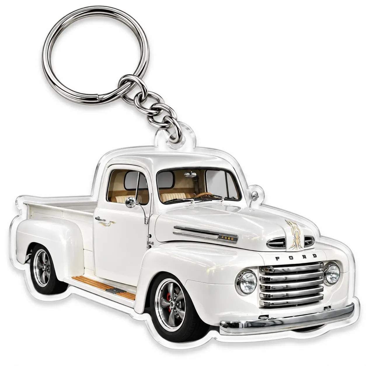 Vintage Ford F-Series Pickup Truck Acrylic Keychain, Classic Ford Truck Key Ring, Retro Pickup Accessory, Truck Lover Gift for Men, Dad Gift