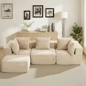 Spaco 4 Seat Modular Compression Sofa, Memory Foam Upholstered Couch, Foldable Sleeper Sofa With Pillow, Comfy Floor Lounge For Living Room Bedroom