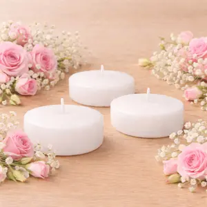 24 Pack White Floating Candles 3" – Unscented 8–10 Hour Burn, Dripless & Smokeless Disc Candles
