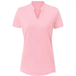 TBMPOY  Women's Dry Fit Golf Polo Shirts Short Sleeve V Neck Collarless Athletic Activewear Lightweight Shirts