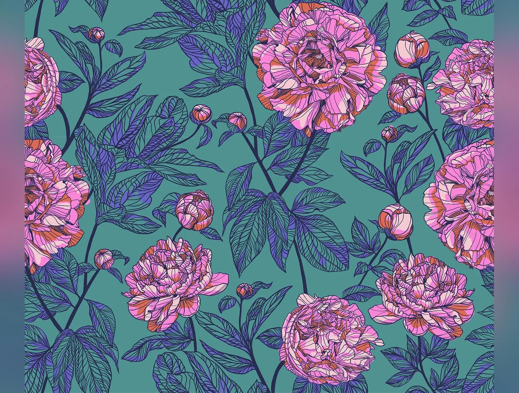 Indelible | 108" Wide Backing Fabric - Peony Jade by Anna Maria for Anna Maria Textiles | BAMT1003-78