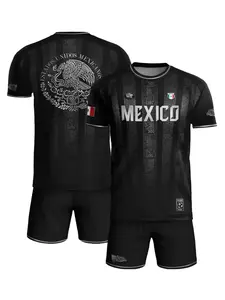 Mexico Silver Aztec Pattern Heritage Soccer Jersey, Grit Son Sport, All Seasons, Sporty Style, Regular Length, Figure Fit