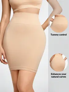 High-Waist Seamless Shaping Slip Skirt: strong tummy control, waist trim & hip lift. Snug fit, no rolling or tightness, invisible under dresses. Ideal for daily & formal wear, it creates a flattering waist-hip curve with all-day comfort.