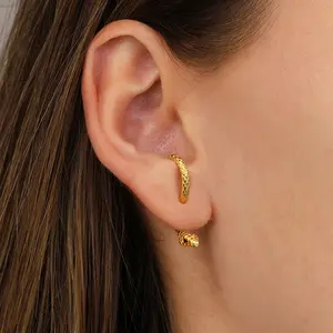 Vintage Punk Snake Shaped Stud Earrings For Women Gold Color Retro Bird Snake Animal Metal Earring Hiphop Party Cool Jewelry