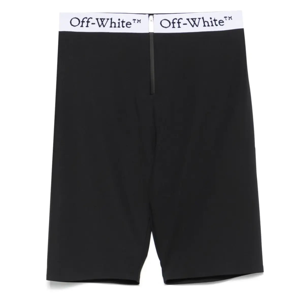 Off-White Logo Band Cycling Shorts in a Sculpting Polyamide Mix, Unisex Skinny Fit with High Waist and Zip, Cycling Gear, Skinny Cut, Taped Seams