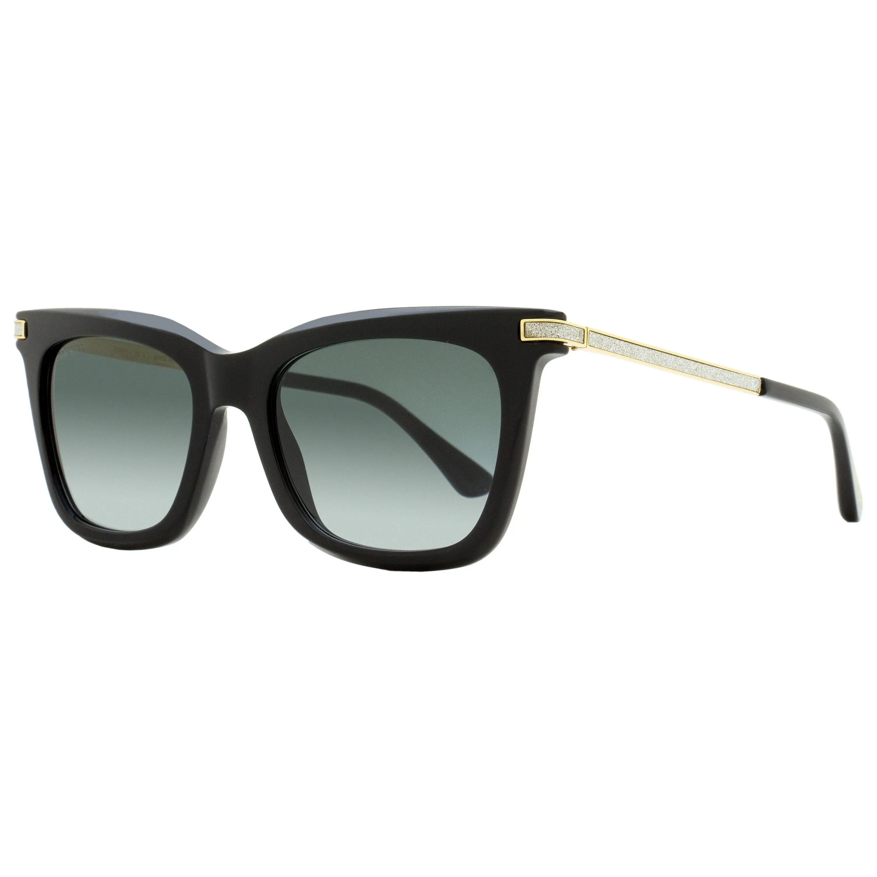 Isabel Marant Women's Rectangular Acetate Statement Frame Glasses - Black/Gold, 52mm, Glitter Fabric Temples, 100% UV Protection Sunglasses