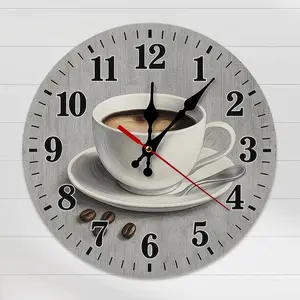 10 Inch Coffee Themed Wall Clock, Silent Non-Ticking Quartz Clock with Coffee Beans Design, Rustic Farmhouse Kitchen Decor, Perfect Gift for Coffee Lovers, DIY ASSEMBLY NEEDED