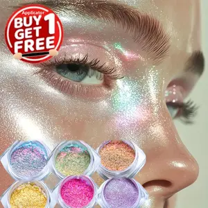 Color Changing Chameleon Powder Eyeshadow, 1 Count Aurora Glow Pigment with Sponge Applicator, Shimmering Eye Shadow Powder for Carnival & Mask Parties, Makeup, Shimmer Glitter Pigment