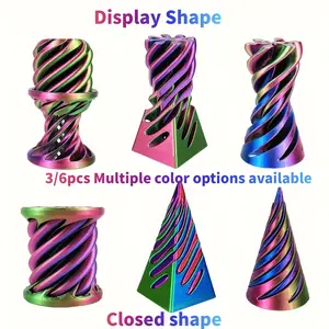 Set of Three Impossible Spiral Pyramid Fidget Spinner, Flexible Stress Relief Sensory Toy, Rotating Desktop Stress Relief Decoration, Ideal Gift for Kids and Teens, Stress Relief Gadget