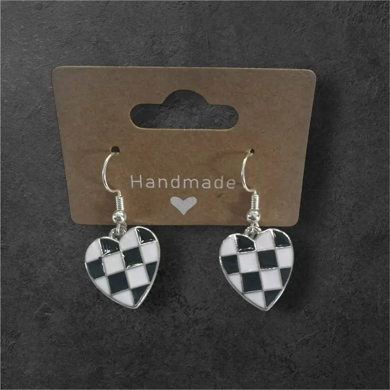 Checkered Heart Earrings