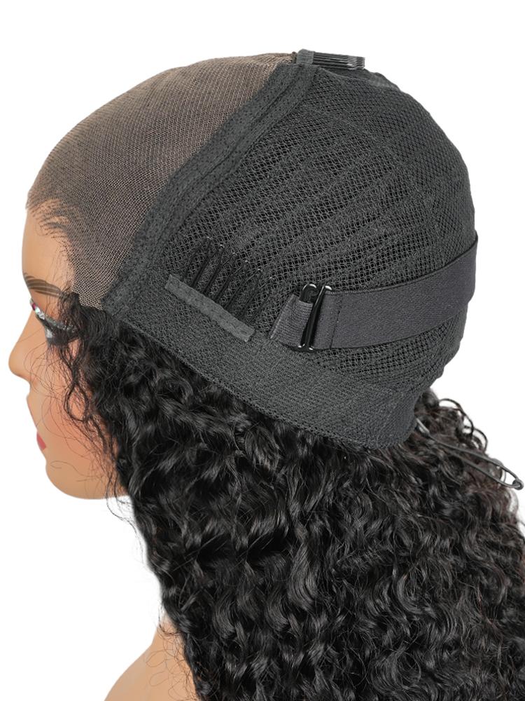 [Glueless] Mihugass 7x6 Glueless Burmese Curly Wave Human Hair Wig Natural Black 200% Density Deep & Water Wave with Drawstring Ready to Wear Glueless Wig 100% Human Hair Wig Pre Plucked Pre Cut HD Lace Closure Wig