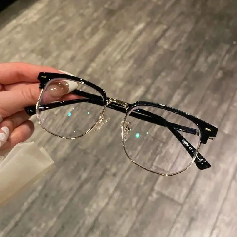 Browline Blue Light Blocking, Metal Frame Square Eyeglasses for Everyday Use, Minimalist Casual Eyeglasses, Stylish Square Frame Eyewear, Fashionable Lightweight Frames Glasses, Focused work, reading, daily screen use