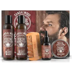 Viking Revolution Ultimate Beard Care Kit For Men - Sandalwood Scented Beard Wash Conditioner Oil Balm Comb - Thickening Nourishing Gift Set Viking Revolution Ultimate Beard Care Kit For Men - Sandalwood Scented Beard Wash Conditioner Oil Balm Comb - Thickening Nourishing Gift Set
