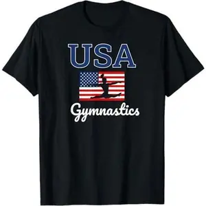 Girl Tumbling Team Gear Gymnast Gymnastics USA American Flag T-Shirt