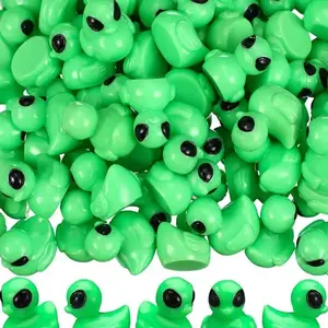 20/60pcs Alien Duck Statues, Mini Ufo Theme Resin Collectibles, Sci-Fi Decor, Desk Ornament, Garden Display, Halloween Gift