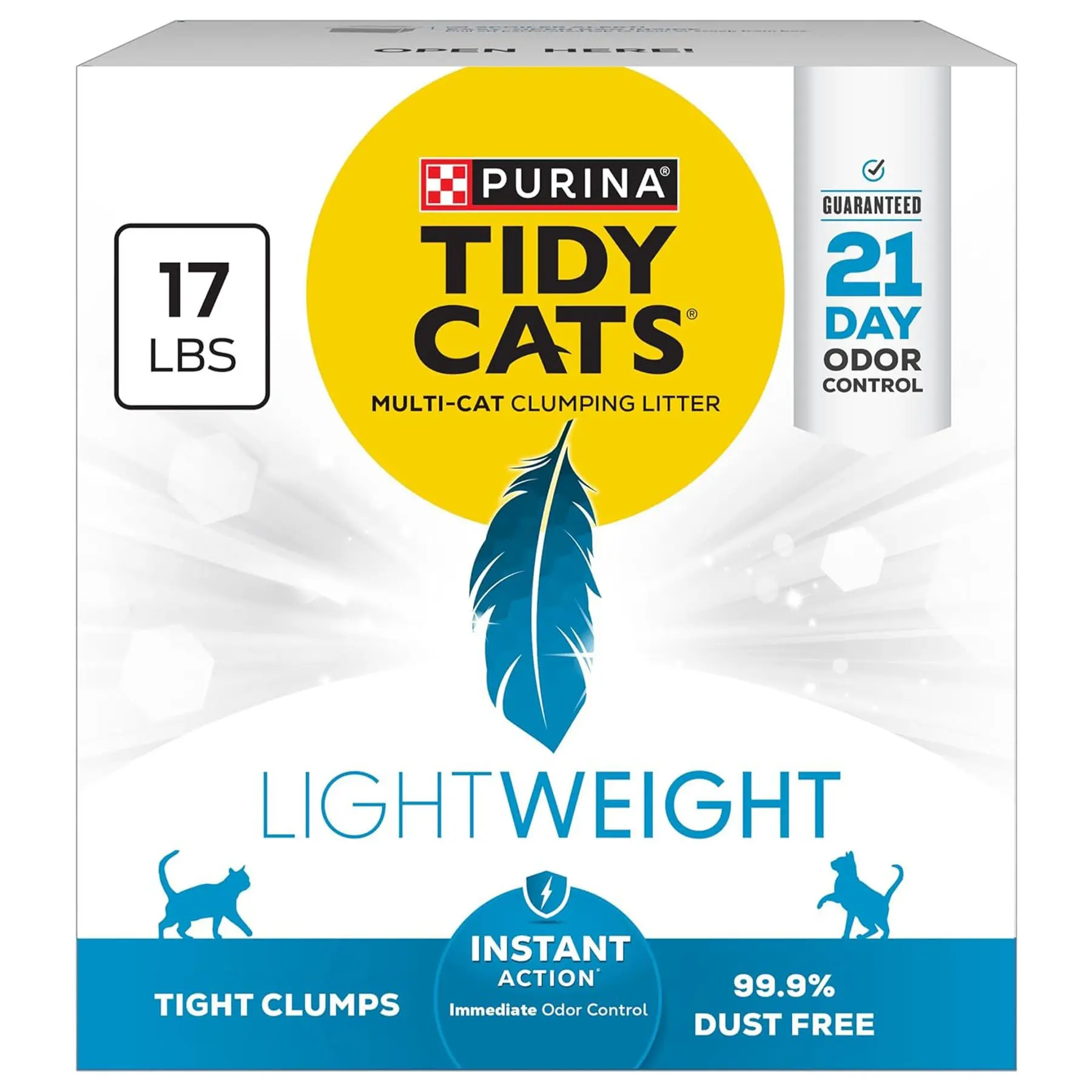 Purina Tidy Cats LightWeight Instant Action, Odor control, Multi-Cat, Clumping, 99.9 Percent Dust Free Cat Litter - 17 lb. Box