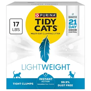 Purina Tidy Cats LightWeight Instant Action, Odor control, Multi-Cat, Clumping, 99.9 Percent Dust Free Cat Litter - 17 lb. Box