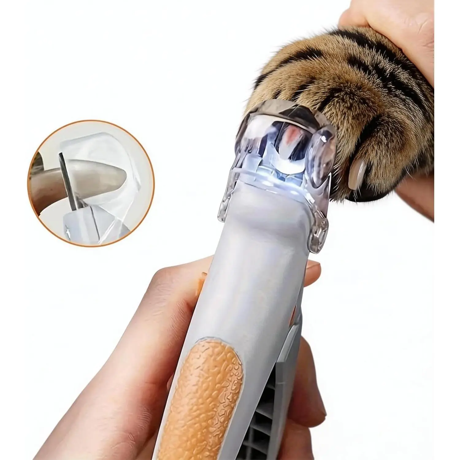 LED Pet Nail Clippers with Magnifier - Anti-Splash Cover, Adjustable Safety Guard, Replaceable Blades, Ergonomic Handle for Dogs Cats - Home Grooming Tool