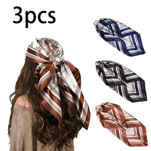 3/1pcsHead Scarf Hair Wraps for Women - Geometric Print Hair Accessories, Retro Head Bands for Daily/Party Hairstyle Decor