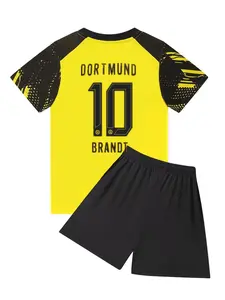 Kids' Breathable Sports Set, Boys and Girls Football Fan Shirt, Football Uniform, Training Clothes, Casual Short Sleeve and Shorts, Gift for Children