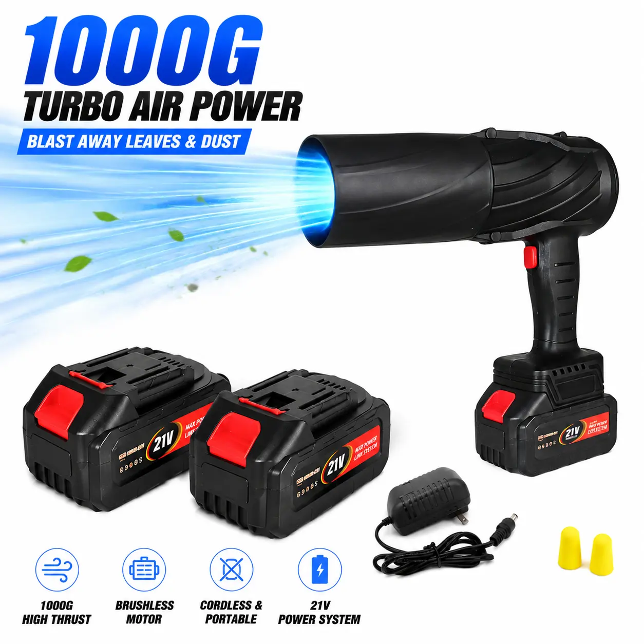 Cordless Leaf Blower, Handheld Cordless Battery Powered Blower with Extension Tube & Rechargeable Battery, Multi-Purpose Power Tool for Autumn Leaves, Workshop Dust, Patio Debris, Handheld Cordless Blower