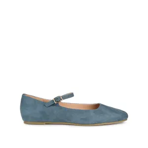 CARRIE FAUX SUEDE BALLET FLATS IN WIDE - Blue Faux Suede