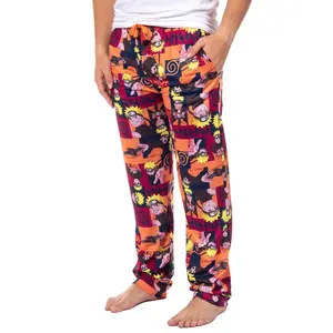 Naruto Shippuden Men's Allover Character Hidden Leaf Village Adult Lounge Sleep Bottoms Pajama Pants
