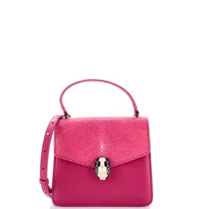 Pre-owned Bvlgari material Messenger Bags Serpenti Forever Top Handle Bag Leather and Stingray Small by Rebag