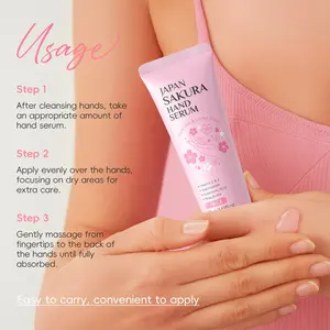 Sakura Hand Serum 50ml - Cherry Blossom Hand Treatment with Moisturizing Essence - Quick Absorbing Non-Greasy - Portable Travel Size - Soft Nourished Hands