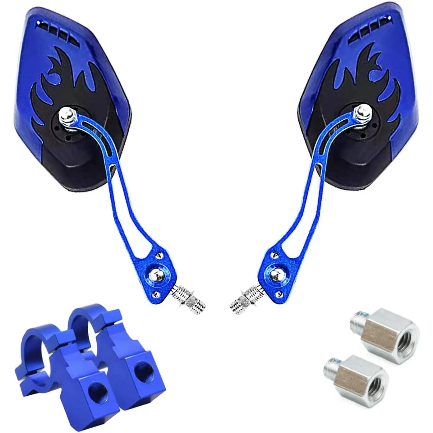 Durable Bike Mirror Handlebar Mount with 360° Rotation, Aluminum Alloy & ABS for a Wide, Steady View - Blue, Universal for Bicycles & E-Bikes, All-Necessary Hardware Included for Immediate Use, Cycling Gear